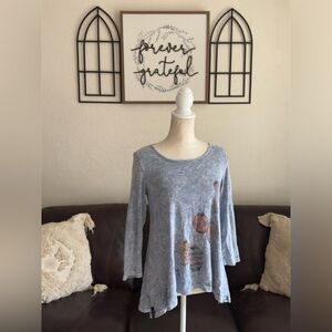 Citron 3.33 Three Point Thirty Three Tee 100% Cotton Lantern Print Top Size M